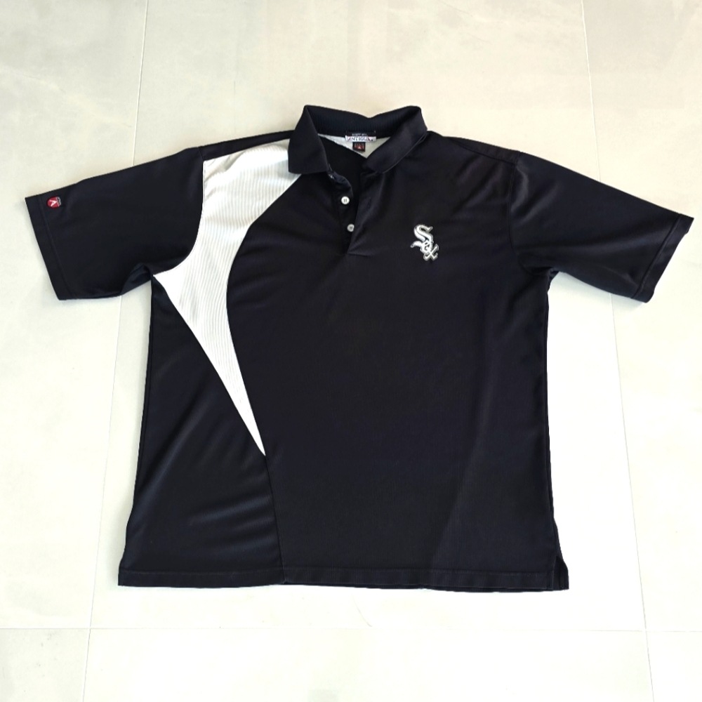 Chicago White Sox Men's Golf Polo Shirt - Black and White - Size Large